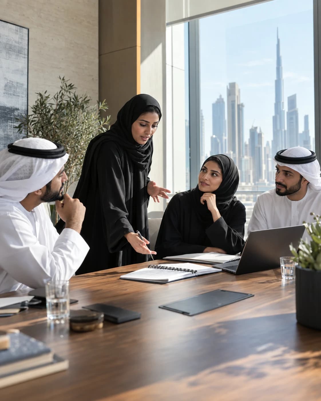 Emirati women and men taking part in a corporate training workshop